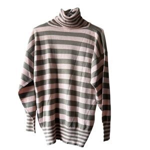 Vintage Mondi Turtleneck Sweater‎ Sz. Eu 36/US 6 Pink Brown Striped Long Sleeve